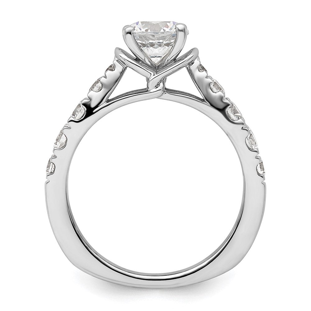 14k White Gold 3/4 Ct. Lab Grown Diamond VS/SI+ G+ 1 Ct. Center Round Semi Mount Shared Prong Engagement Ring