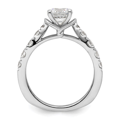 14k White Gold 3/4 Ct. Lab Grown Diamond VS/SI+ G+ 1 Ct. Center Round Semi Mount Shared Prong Engagement Ring