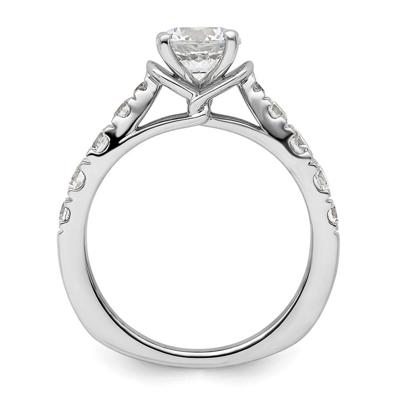 14k White Gold 3/4 Ct. Lab Grown Diamond VS/SI+ G+ 1 Ct. Center Round Semi Mount Shared Prong Engagement Ring