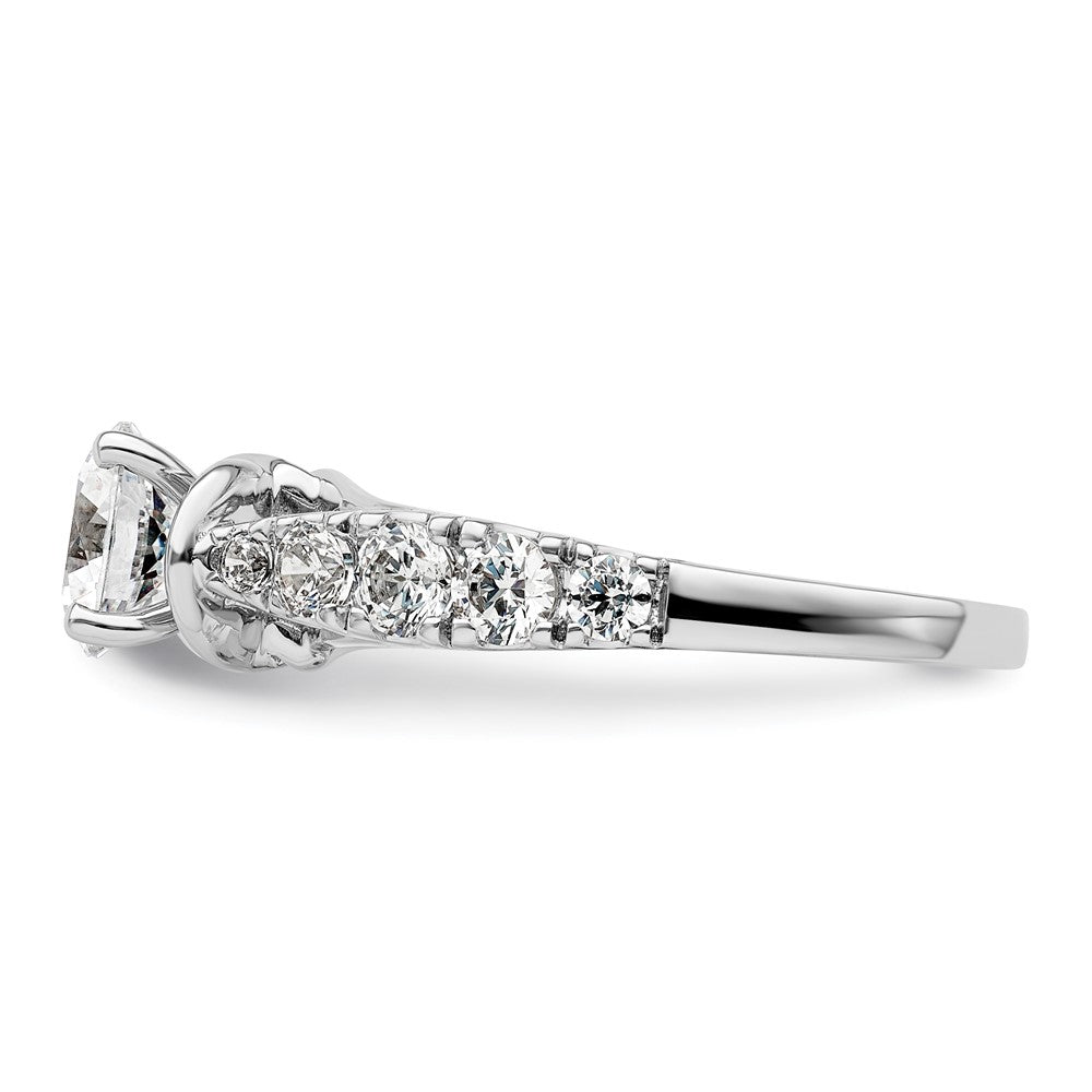 14k White Gold 3/4 Ct. Lab Grown Diamond VS/SI+ G+ 1 Ct. Center Round Semi Mount Shared Prong Engagement Ring