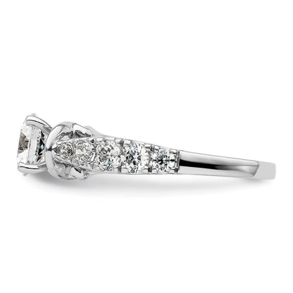 14k White Gold 3/4 Ct. Lab Grown Diamond VS/SI+ G+ 1 Ct. Center Round Semi Mount Shared Prong Engagement Ring