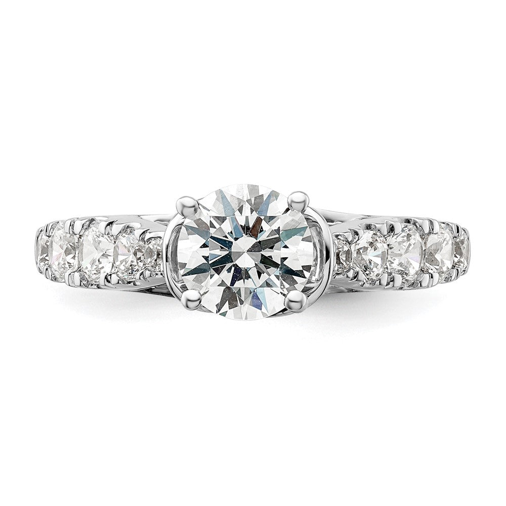 14k White Gold 3/4 Ct. Lab Grown Diamond VS/SI+ G+ 1 Ct. Center Round Semi Mount Shared Prong Engagement Ring