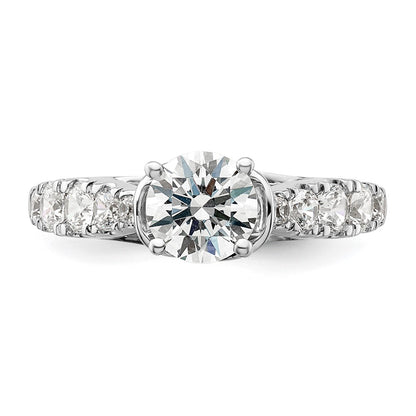 14k White Gold 3/4 Ct. Lab Grown Diamond VS/SI+ G+ 1 Ct. Center Round Semi Mount Shared Prong Engagement Ring