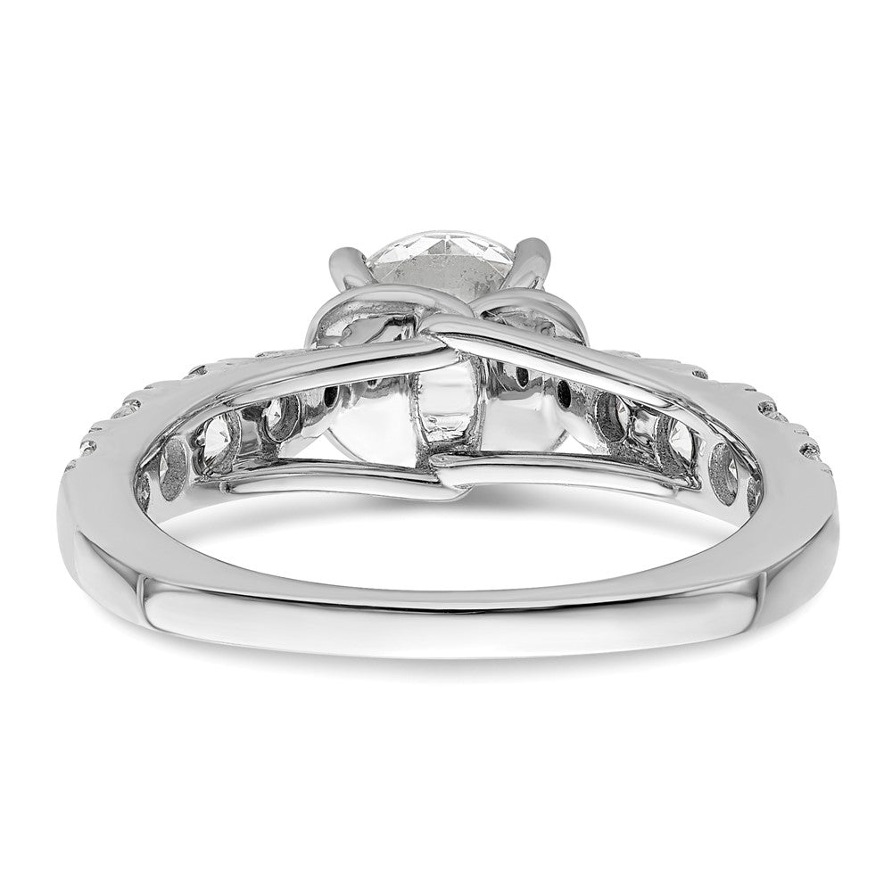 14k White Gold 3/4 Ct. Lab Grown Diamond VS/SI+ G+ 1 Ct. Center Round Semi Mount Shared Prong Engagement Ring