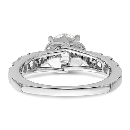 14k White Gold 3/4 Ct. Lab Grown Diamond VS/SI+ G+ 1 Ct. Center Round Semi Mount Shared Prong Engagement Ring
