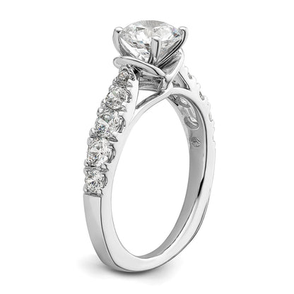 14k White Gold 3/4 Ct. Lab Grown Diamond VS/SI+ G+ 1 Ct. Center Round Semi Mount Shared Prong Engagement Ring