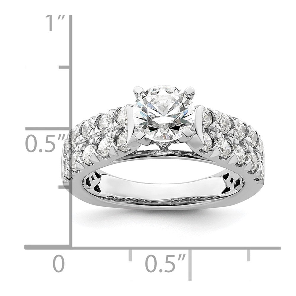 14k White Gold 1 1/10 Ct. Lab Grown Diamond VS/SI+ G+ 1 Ct. Center Round Shared Prong Engagement Ring