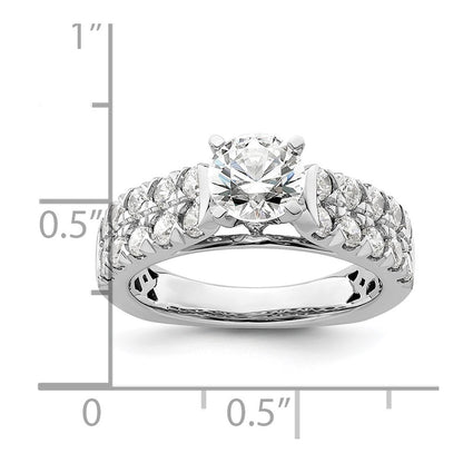 14k White Gold 1 1/10 Ct. Lab Grown Diamond VS/SI+ G+ 1 Ct. Center Round Shared Prong Engagement Ring