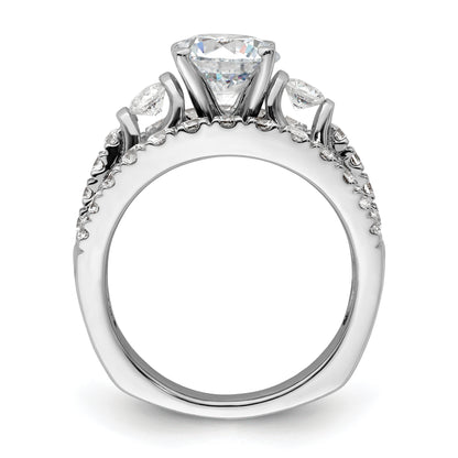 14k White Gold 1 3/8 Ct. Lab Grown Diamond VS/SI+ G+ 1 1/2 Ct. Center Round Shared Prong Engagement Ring