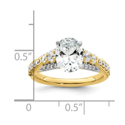 14k Yellow Gold 5/8 Ct. Lab Grown Diamond VS/SI+ G+ 1 Ct. Center Oval Engagement Ring