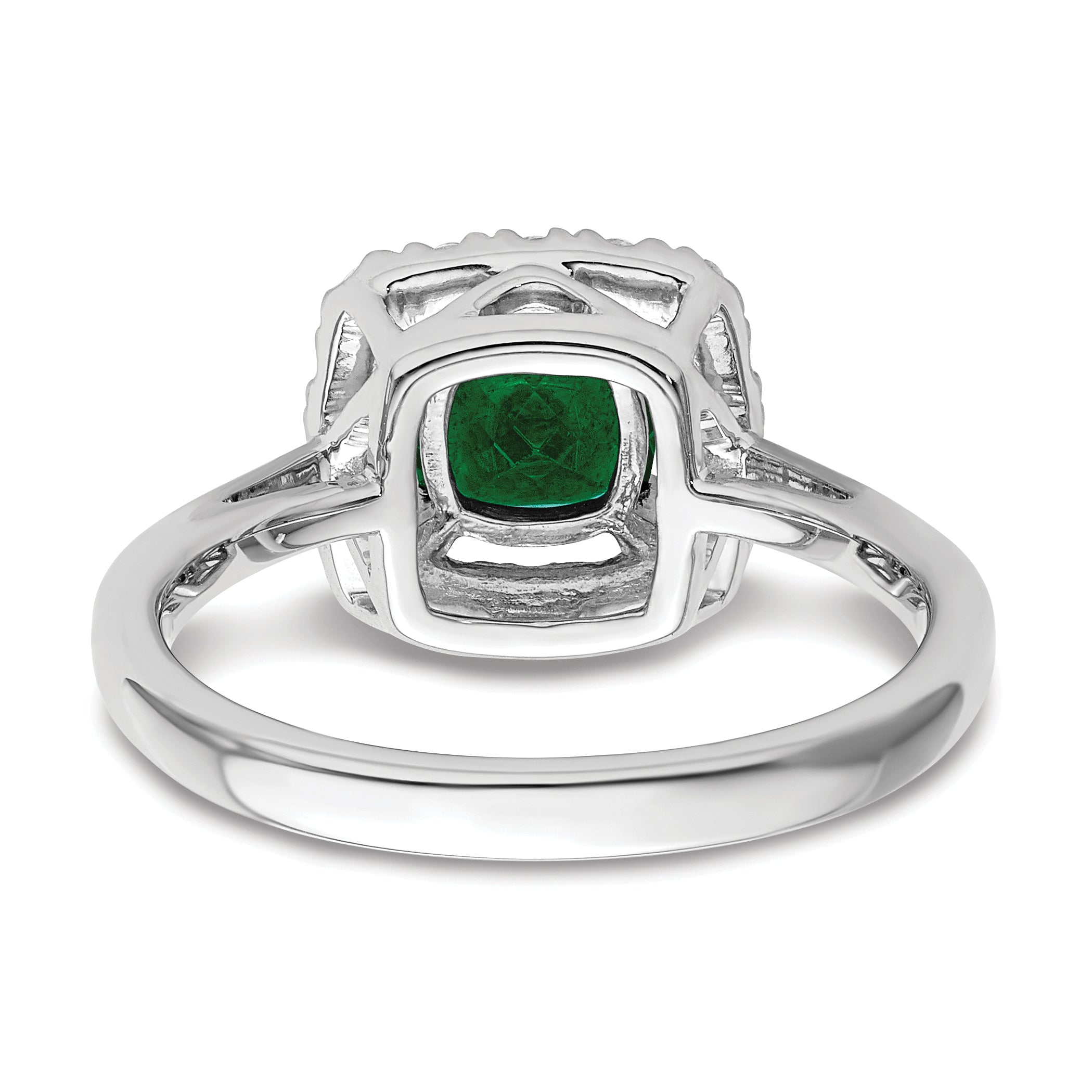 14k White Gold 1/4 Ct. Lab Grown Diamond VS/SI+ G+ May Birthstone Lab Created Emerald Halo Ring