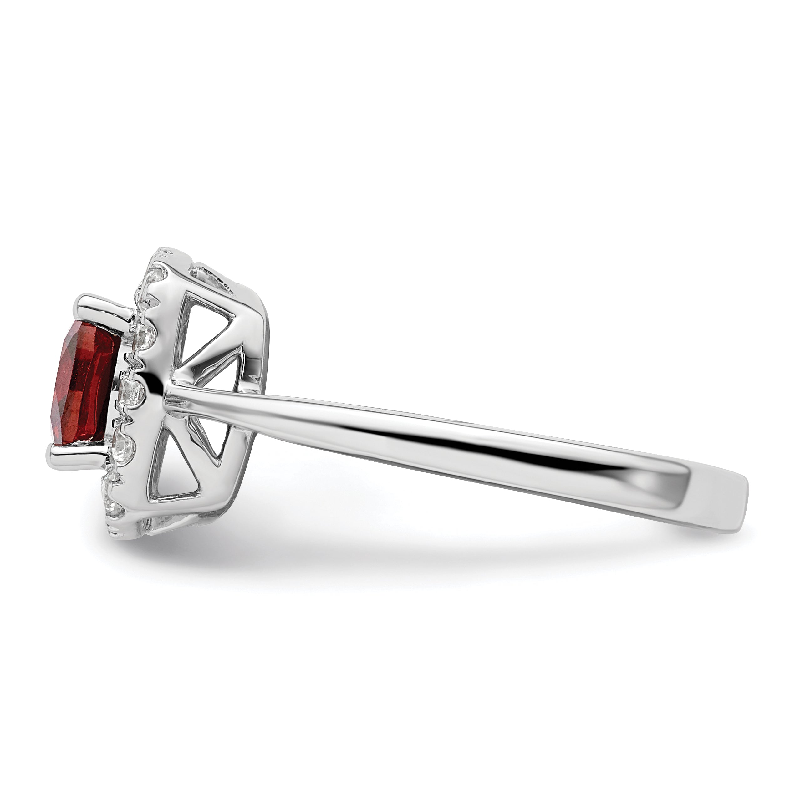 14k White Gold 1/4 Ct. Lab Grown Diamond VS/SI+ G+ January Birthstone Garnet Halo Ring