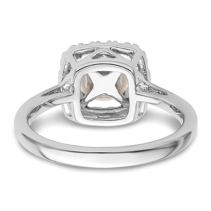 14k White Gold 1/4 Ct. Lab Grown Diamond VS/SI+ G+ June Birthstone Freshwater Cultered Pearl Halo Ring