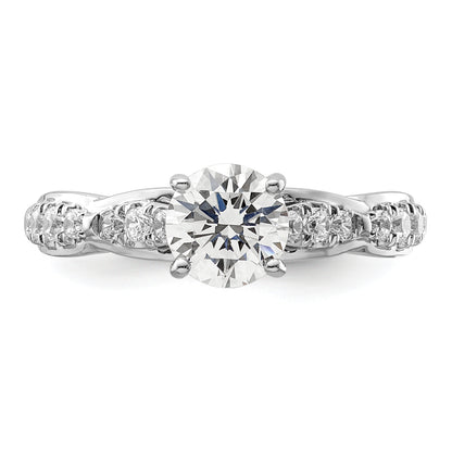14k White Gold 3/8 Ct. Lab Grown Diamond VS/SI+ G+ 1 Ct. Center Round Shared Prong Engagement Ring