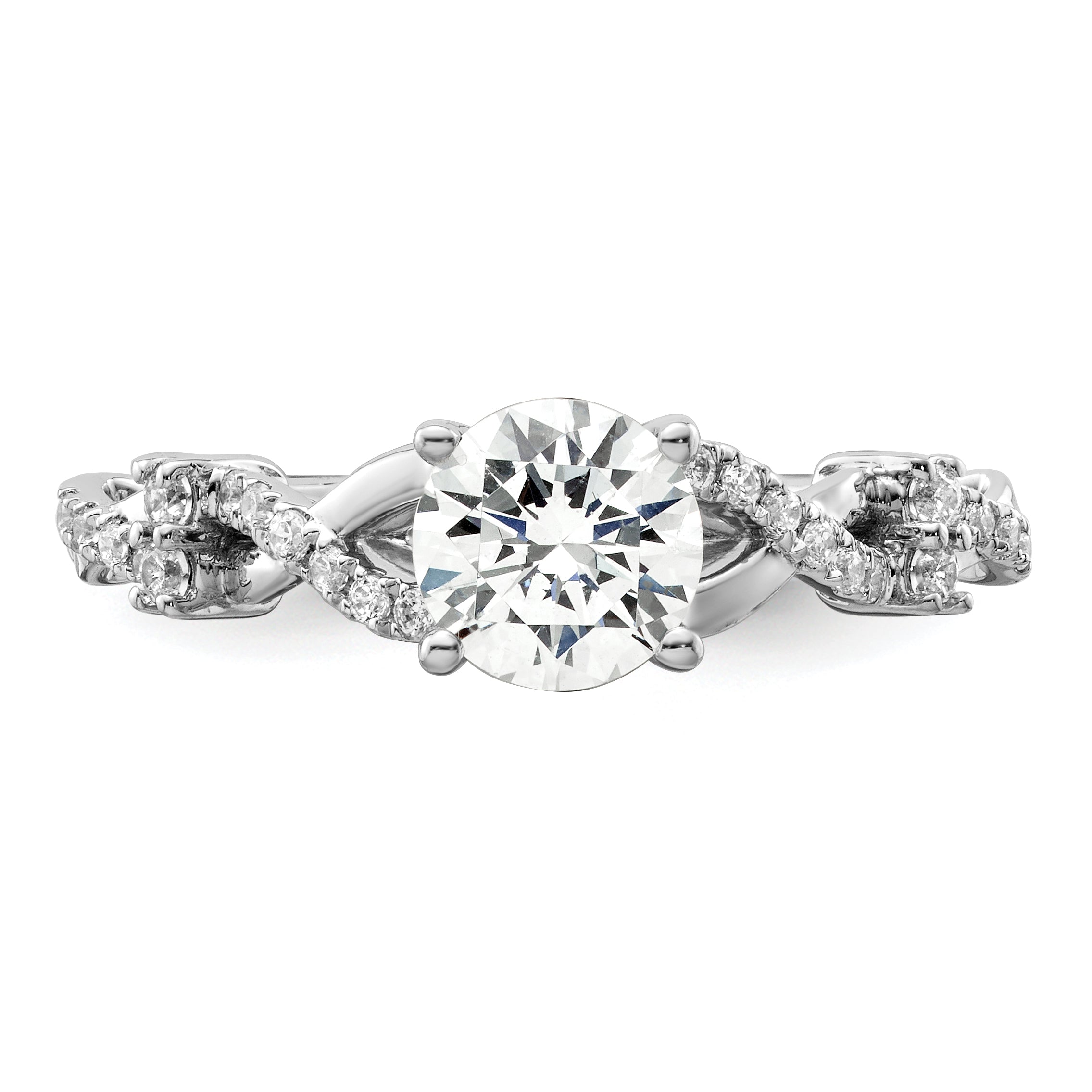 14k White Gold 1/4 Ct. Lab Grown Diamond VS/SI+ G+ 1 Ct. Center Round Bypass Engagement Ring