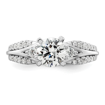14k White Gold 3/8 Ct. Lab Grown Diamond VS/SI+ G+ 1 Ct. Center Round Shared Prong Engagement Ring