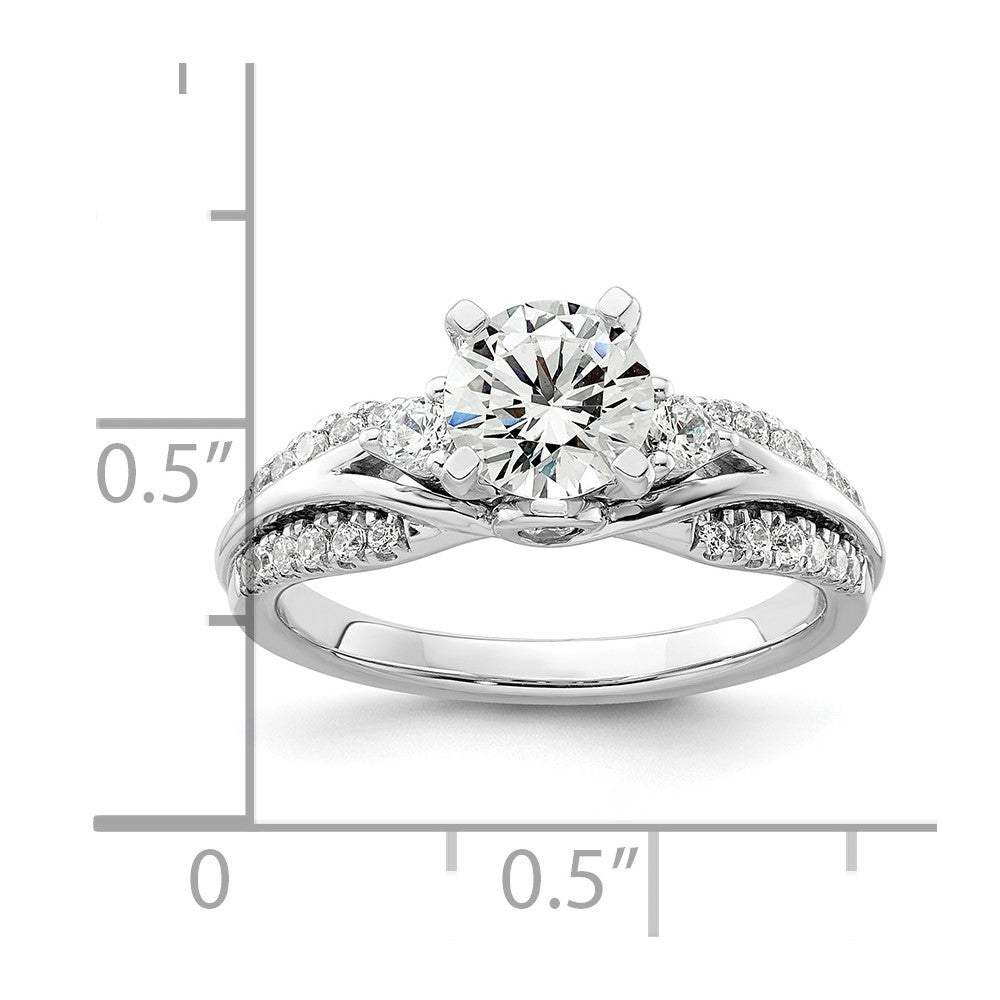 14k White Gold 3/8 Ct. Lab Grown Diamond VS/SI+ G+ 1 Ct. Center Round Shared Prong Engagement Ring