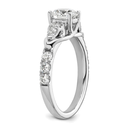 14k White Gold 5/8 Ct. Lab Grown Diamond VS/SI+ G+ 1 Ct. Center Round Shared Prong Engagement Ring