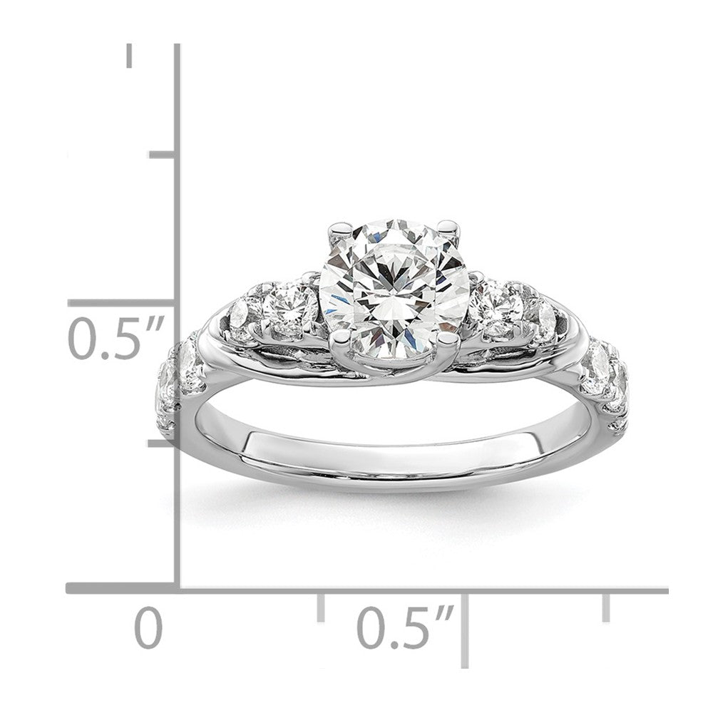 14k White Gold 5/8 Ct. Lab Grown Diamond VS/SI+ G+ 1 Ct. Center Round Shared Prong Engagement Ring