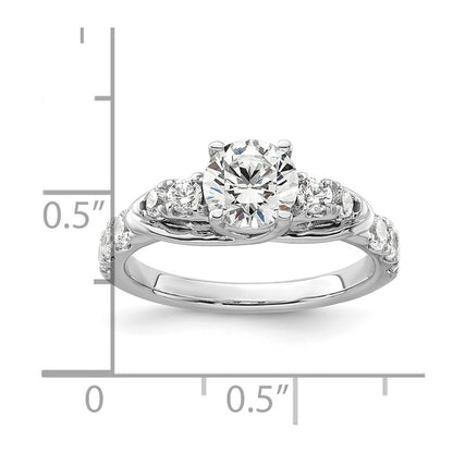 14k White Gold 5/8 Ct. Lab Grown Diamond VS/SI+ G+ 1 Ct. Center Round Shared Prong Engagement Ring