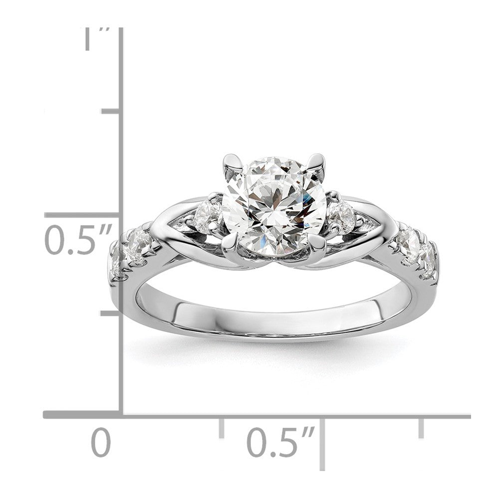 14k White Gold 1/3 Ct. Lab Grown Diamond VS/SI+ G+ 1 Ct. Center Round Shared Prong Engagement Ring