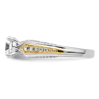 14k Two-tone Two Tone 1/3 Ct. Lab Grown Diamond VS/SI+ G+ 1 Ct. Center Round Channel Set Shared Prong Engagement Ring