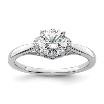 14k White Gold 1/20 Ct. Lab Grown Diamond VS/SI+ G+ 1 Ct. center Round Solitaire Engagement Ring