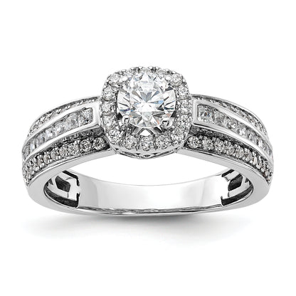 14k White Gold 5/8 Ct. Lab Grown Diamond VS/SI+ G+ 1/2 Ct. Center Round Halo Engagement Ring