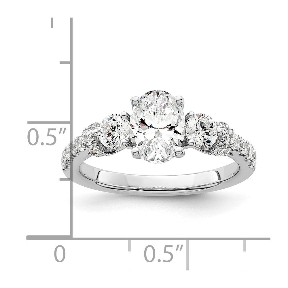 14k White Gold 3/4 Ct. Lab Grown Diamond VS/SI+ G+ 1 Ct. Center Oval Engagement Ring