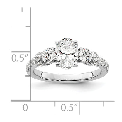 14k White Gold 3/4 Ct. Lab Grown Diamond VS/SI+ G+ 1 Ct. Center Oval Engagement Ring