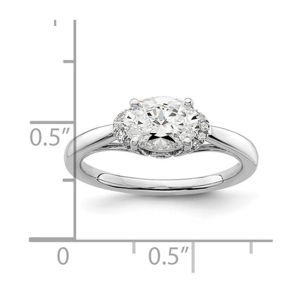 14k White Gold 1/20 Ct. Lab Grown Diamond VS/SI+ G+ 1 Ct. Center East-West Oval Engagement Ring