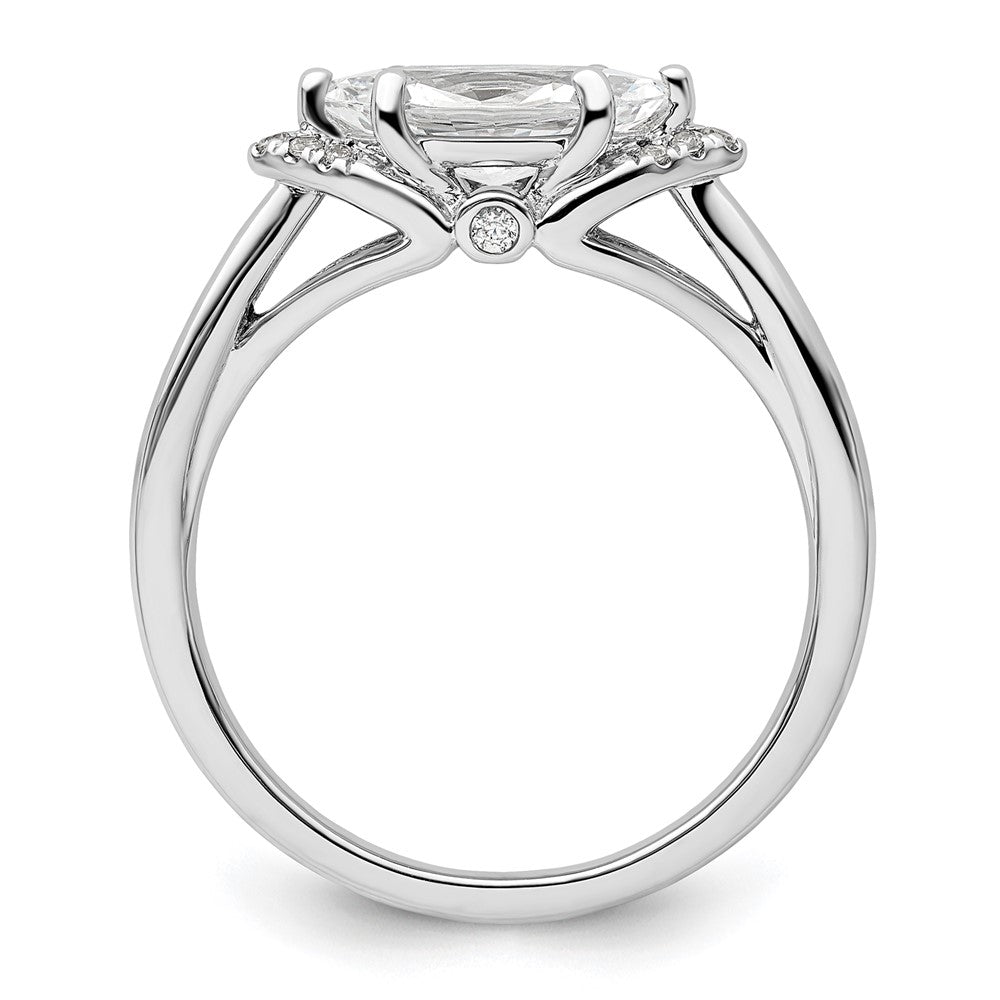 14k White Gold 1/20 Ct. Lab Grown Diamond VS/SI+ G+ 1 Ct. Center East-West Marquise Semi Mount Engagement Ring