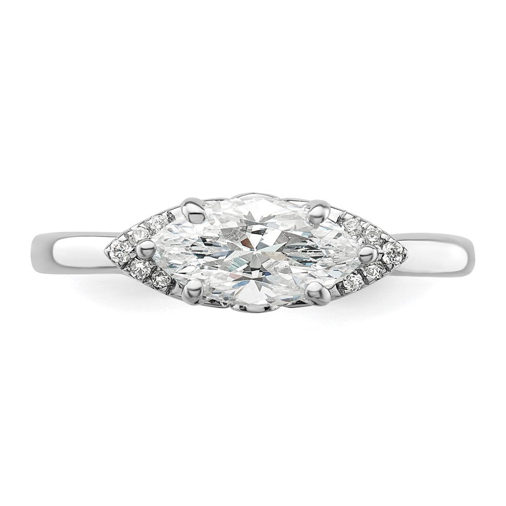 14k White Gold 1/20 Ct. Lab Grown Diamond VS/SI+ G+ 1 Ct. Center East-West Marquise Semi Mount Engagement Ring