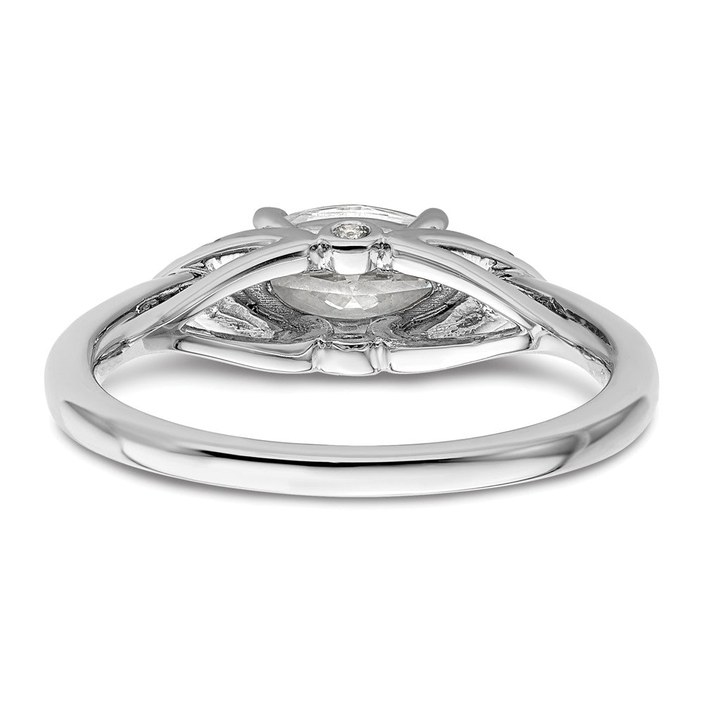 14k White Gold 1/20 Ct. Lab Grown Diamond VS/SI+ G+ 1 Ct. Center East-West Marquise Semi Mount Engagement Ring