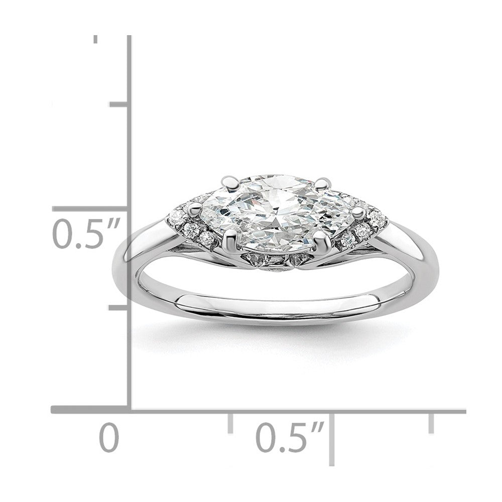 14k White Gold 1/20 Ct. Lab Grown Diamond VS/SI+ G+ 1 Ct. Center East-West Marquise Semi Mount Engagement Ring
