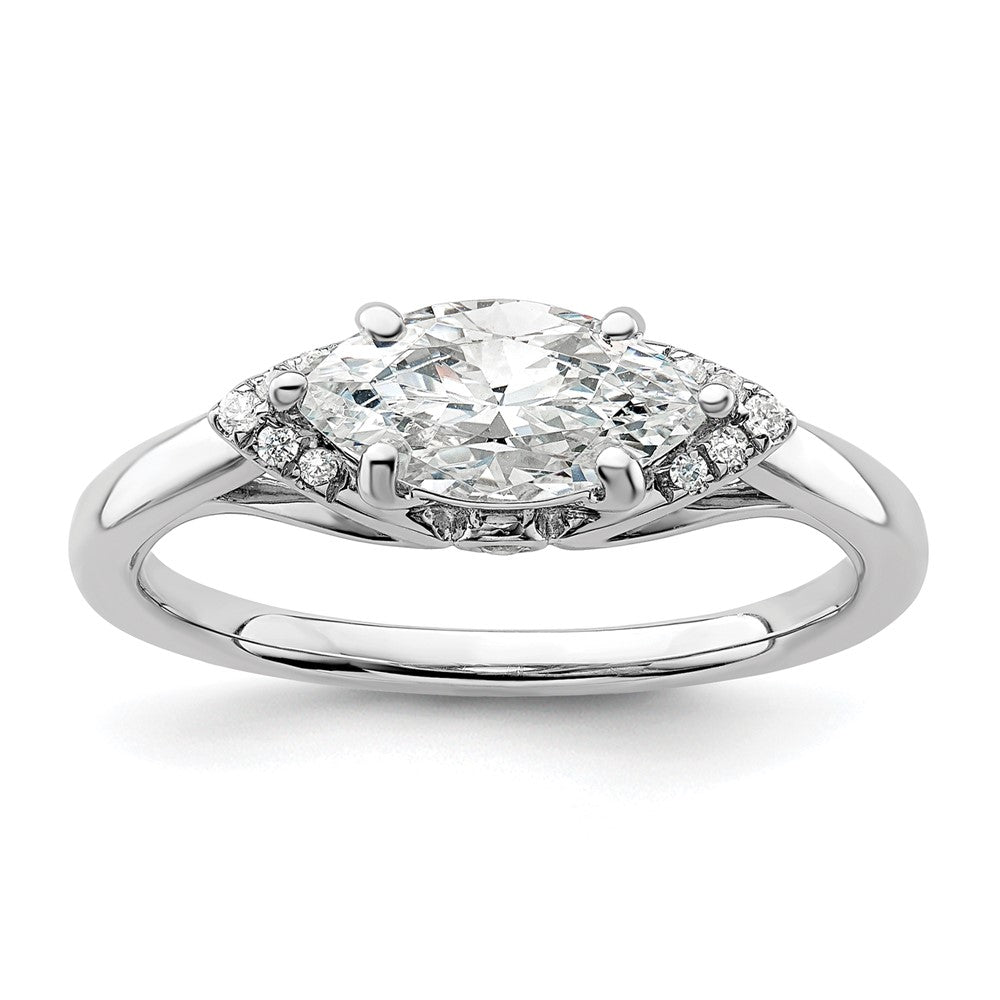14k White Gold 1/20 Ct. Lab Grown Diamond VS/SI+ G+ 1 Ct. Center East-West Marquise Semi Mount Engagement Ring