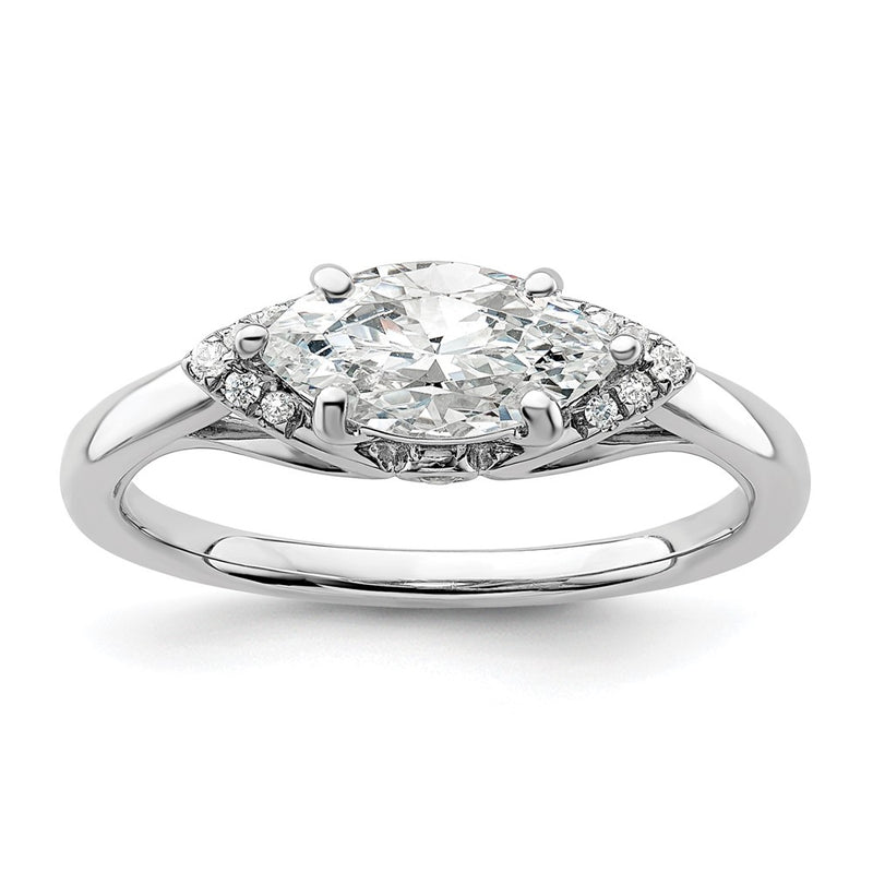 14k White Gold 1/20 Ct. Lab Grown Diamond VS/SI+ G+ 1 Ct. Center East-West Marquise Semi Mount Engagement Ring