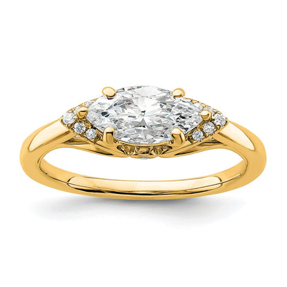 14K Yellow Gold 1/20 carat Lab Grown Diamond VS/SI+ G+ 1 carat Center East-West Marquise Semi Mount Engagement Ring