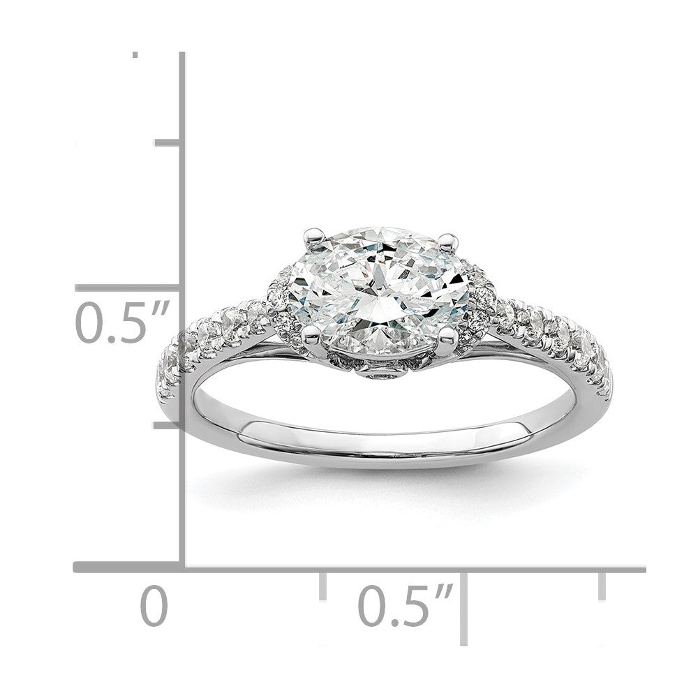 14k White Gold 1/3 Ct. Lab Grown Diamond VS/SI+ G+ 1 Ct. Center East-West Oval Engagement Ring