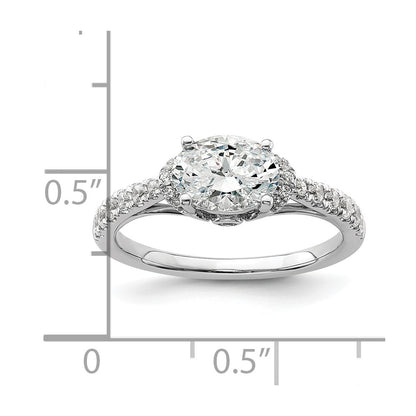14k White Gold 1/3 Ct. Lab Grown Diamond VS/SI+ G+ 1 Ct. Center East-West Oval Engagement Ring
