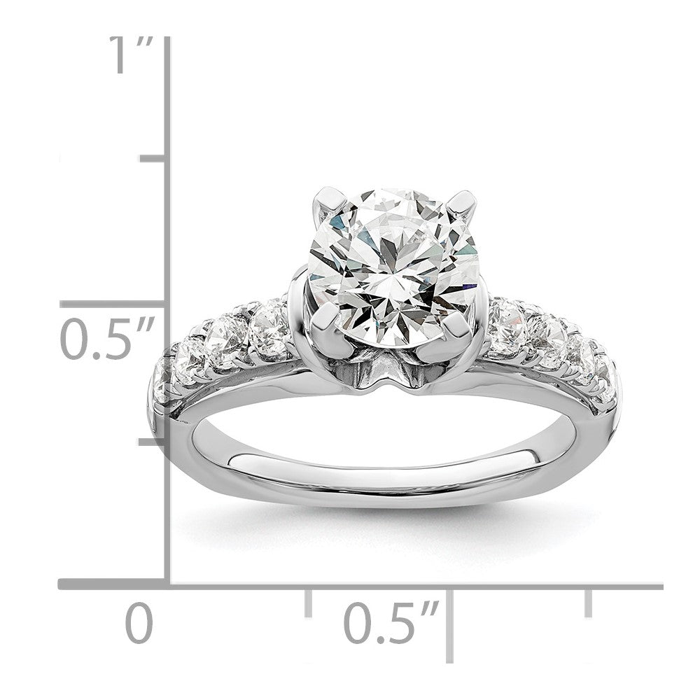 14k White Gold 1/2 Ct. Lab Grown Diamond VS/SI+ G+ 1 1/2 Ct. Center Round Shared Prong Engagement Ring