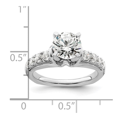 14k White Gold 1/2 Ct. Lab Grown Diamond VS/SI+ G+ 1 1/2 Ct. Center Round Shared Prong Engagement Ring