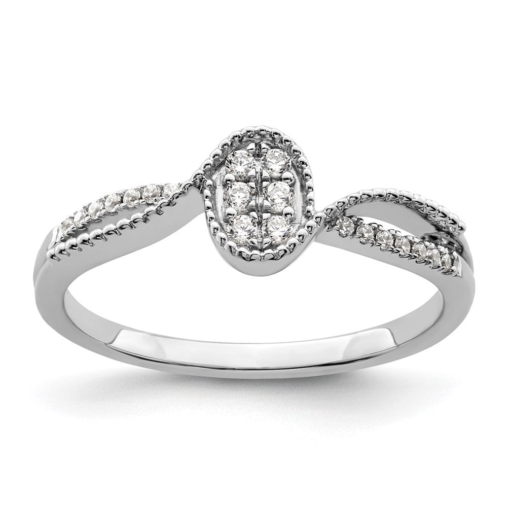 14K White Gold First Promise Lab Grown VS/SI+ G+ Diamond Small Cluster Promise