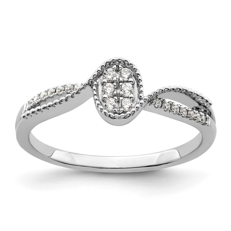 14K White Gold First Promise Lab Grown VS/SI+ G+ Diamond Small Cluster Promise