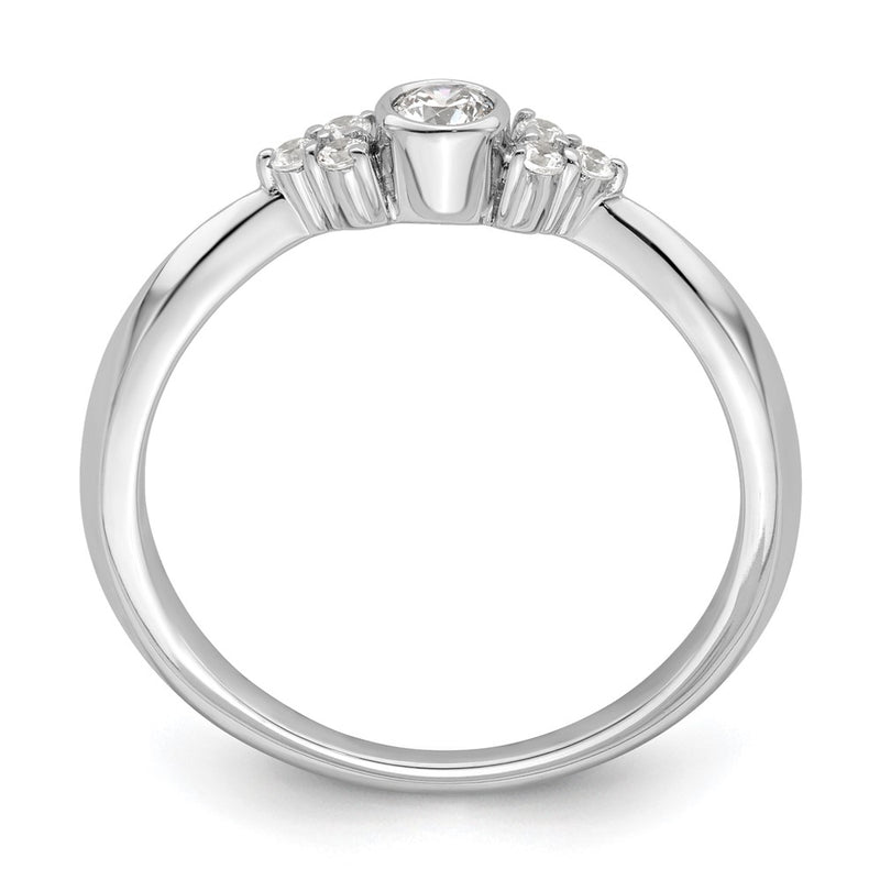 14K White Gold First PromiseLab Grown VS/SI+ G+ Diamond Round Bezel Promise Ring