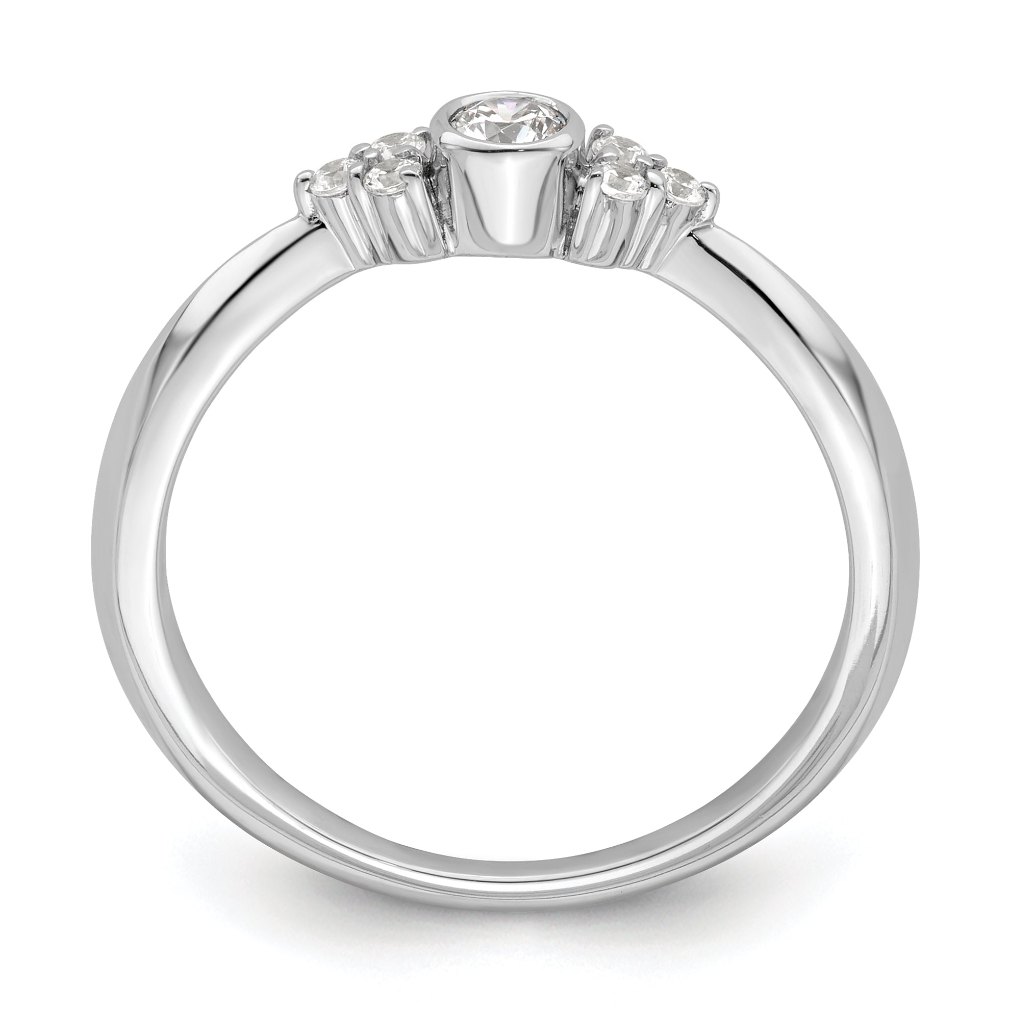 14K White Gold First PromiseLab Grown VS/SI+ G+ Diamond Round Bezel Promise Ring