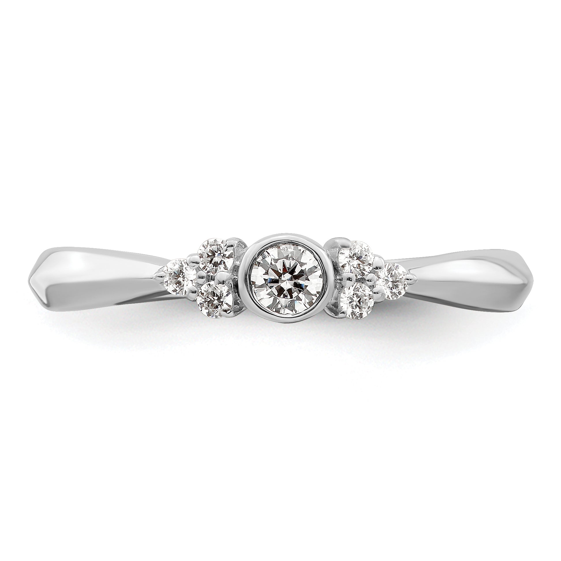 14K White Gold First PromiseLab Grown VS/SI+ G+ Diamond Round Bezel Promise Ring