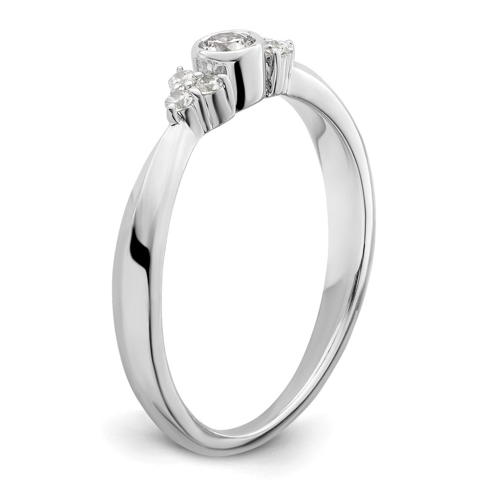 14K White Gold First PromiseLab Grown VS/SI+ G+ Diamond Round Bezel Promise Ring