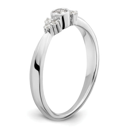 14K White Gold First PromiseLab Grown VS/SI+ G+ Diamond Round Bezel Promise Ring