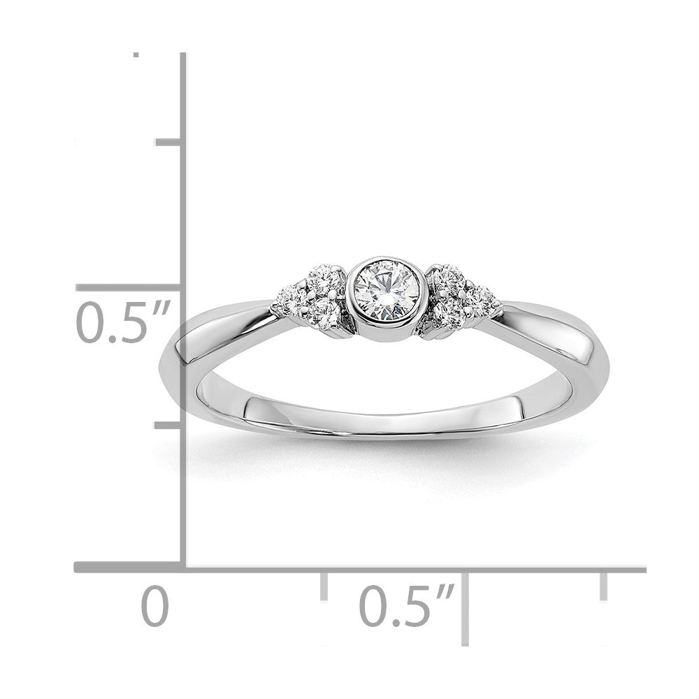 14K White Gold First PromiseLab Grown VS/SI+ G+ Diamond Round Bezel Promise Ring